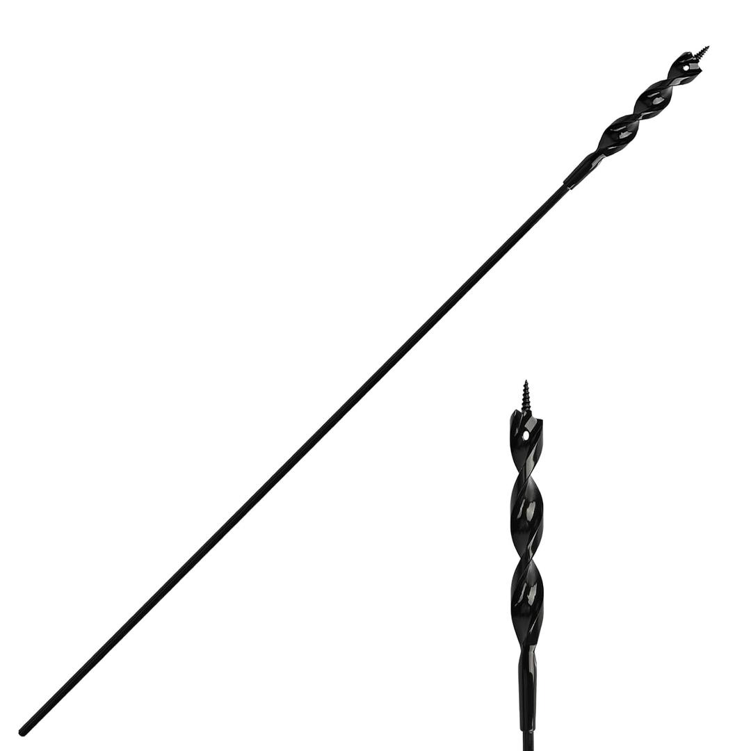 Flexible Installer Drill Bit for Pulling Wires Through Walls Ceilings and Sidewalks, 54-Inch Long, 1/2-Inch Auger with a Fish Eye Hole and Screw Point, 3/16" 3-Flat Anti-Slip Shank.