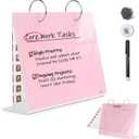 Desktop Glass Dry Erase & Acrylic Aesthetic Desk Calendar Weekly to-do List Combo, Small Magnetic Standing Whiteboard, Desk Flip Easel Calendar with Accessories for Home Office Supply, Pink, 9 x 7''