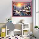 Disnesart Cross Stitch Stamped Full Embroidery Kits DIY 11CT Cotton Thread Printed DIY Needlepoint Kits Craft Needlework Set Cross-Stitch Stamped Sets-Winter Snow Scenery 16x20 inch