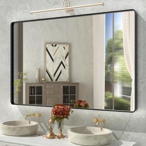 Bathroom Mirror Black,55x36 Inch Large Matte Black Bathroom Vanity Mirror,Rectangle Black Metal Framed Mirror for Wall,Anti-Rust,Shatter-Proof (Horizontal/Vertical) (No Lighting)