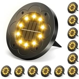 Brightown Solar Lights Outdoor Waterproof, 10 Packs LED In-Ground Lights Outdoor Solar Lights for Yard Patio Garden Lawn Deck Outside Pathway Walkway Sidewalk, Warm White