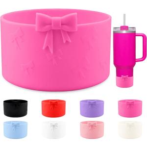 Bow Protective Silicone Boot,Compatible with Stanley Cup 20/30/40Oz,for Hydroflask Boot 12-24Oz,More Bottles with 2.95in Bottom,for Stanley Boot for Stanley Cup Accessories (Rose Red)