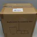 GAHEFY Pink Bathroom Accessories Set with Small Trash Can 3 Liter/0.8 Gallon,Toothbrush Holder,Soap Dispenser,Vanity Tray,Toilet Brush and Holder Pink 5PCS