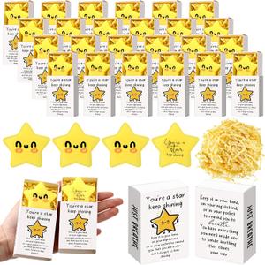 Wettarn 24 Sets Star Positive Gifts Cute Stress Balls with Gift Boxes Inspirational Party Favors for Employee Coworker Students Relief Toys, You are a Star Keep Shining