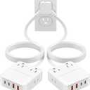 Split Extension Cord 12FT(6FT Per Side) - Single 4 AC & 4 USB Ports | 16-in-1 Twin Flat Plug Power Strip for Bedroom, Dual Flat Outlet Extender - Bedside Charging Station for Travel, Dorm, Office