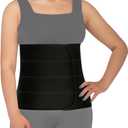 S Abdominal Binder Post Surgery for Men and Women, 12" High Postpartum Tummy Tuck Belt Provides Bariatric Stomach Compression, High Elasticity, Breathable - (30" - 45") 4 PANEL Black
