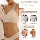 Wireless Bras for Women Bralette - Womens Seamless Push Up Full Coverage Wirefree Padded Sleep Bra with Support and Lift (Beige, XL)
