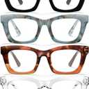 CCVOO Oprah Style Reading Glasses for Women, Eyeglasses, Blue Light Readers for Women (Black + Transparent + Marbel Mint + Leopard-brown)