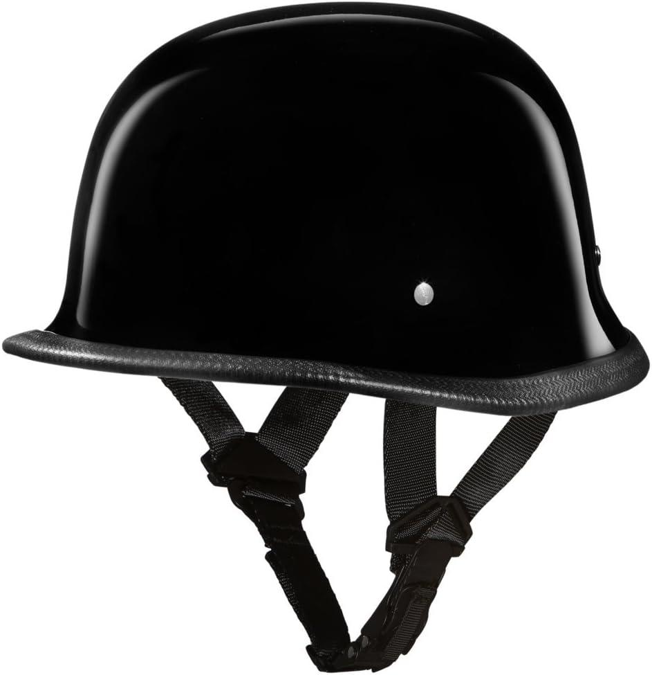 Daytona Half Shell German Motorcycle Helmets, DOT Approved for Superior Safety and Style Comfortable, Durable, and Perfect for Riders Who Want a Retro Look with Modern Protection Standards (Black, L)