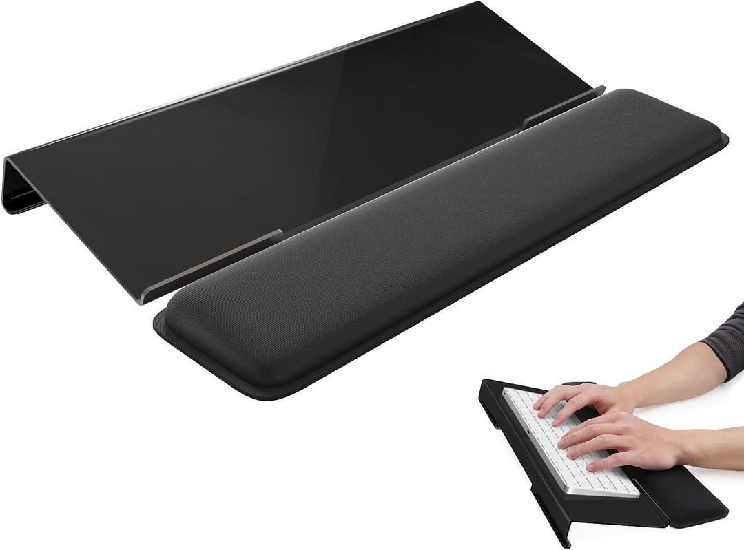 Computer Keyboard Wrist Rest Stand for Desktop, Keyboard Holder for Easy Typing with Wrist Pad for Office Desk, Home, School (Black)