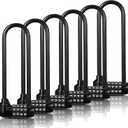 Shimeyao 6 Pieces 6 Inch Long Shackle Combination Lock 4 Digit Outdoor Waterproof Padlock with Resettable Code for School Gym Locker, Sports Locker, Fence, Gate, Toolbox, Case Storage, Black