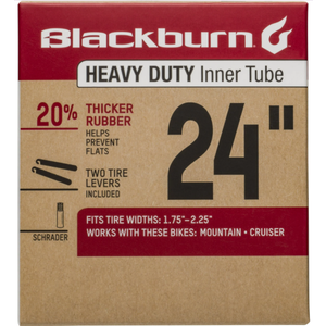 (2 pack) Blackburn Heavy Duty Bicycle Inner Tube, Schrader Valve, 24" x 1.75-2.25" (2 pack) Blackburn Heavy Duty Bicycle Inner Tube, Schrader Valve, 24" x 1.75-2.25"