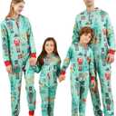 ANGELGGH Onesie Christmas Family Matching Pajamas Adult Couples Men PJs Hooded Women Novelty One-piece Sleepwear (Small, Blue Green)