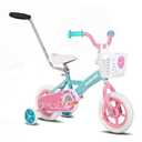 JOYSTAR Miss Berry 10 Inch Kids Bike for Boys and Girls Ages 1-3 Years, Toddler Bike with Training Wheels & Basket, Detachable Parent Push Handle, Children Bicycle in Green 