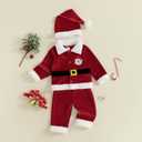 ZAXARRA Baby Christmas Clothes Boys Girls Santa Jacket Velvet Outwear Coat Long Pants with Hat Baby Santa Costume (12-18 Months)