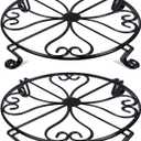 NSYOOMH 2 pack 10" 12" Rustproof Black Metal Plant Stands Heavy Duty Plants Holder Outdoor Indoor, Round Wrought Iron Sturdy Flower Planter Pot Stand, Corner Gardening Inside Potted Plant Risers - 10Inches