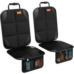 SMART ELF Car Seat Protector, 2Pack Seat Protector Protect Child Seats with Thickest Padding and Non-Slip Backing Mesh Pockets for Baby and Pet,Sedan SUV Truck (Black)