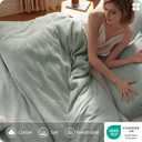 Bedsure Cotton Duvet Cover Queen Size - 100% Cotton Waffle Weave Sage Green Duvet Cover, PureWoven Textured Breathable Bedding Comforter Cover for All Season, 1 Duvet Cover Only 90"x90"