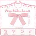 2 Pcs Pink Bow Garland Banner Decoration 16.4 ft Bow Party Decorations for Girls Pink Bows Ribbon Banner Bows Birthday Baby Shower Decorations Coquette Bridal Shower Party Supplies