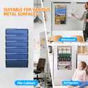 Magnetic File Holder, 6-Tier Foldable No Drilling Magnetic File Folder Holder, Space-Saving Black Magnetic Hanging File Organizer for Whiteboard, File Cabinets, Refrigerator, Office, Kitchen