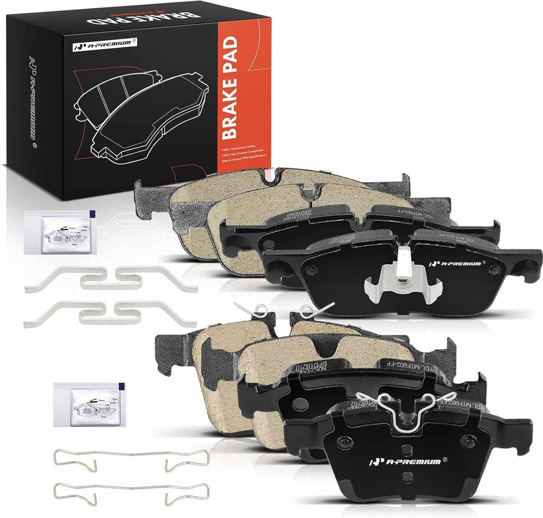 A-Premium Front and Rear Ceramic Brake Pads Set Compatible with Jaguar & Land Rover Models - XE2017-2019, F-Pace/XF 2017-2020, E-Pace 18-19, Range Rover Evoque, Range Rover Velar, Discovery Sport