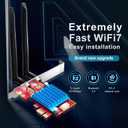 WiFi 7 PCIE Card for Desktop PC,Ultra-Fast 9.3Gbps, Intel BE200, Tri-Band 320MHz,Latest Bluetooth 5.4,Ideal for Gaming Streaming,Windows 10/11 64bit