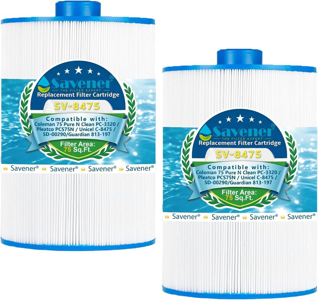 Spa Filter Compatible with PCS75N, Maax Spas, 100594, C-8475, FC-3320 hot tub Cartridge Filter, 75sq.ft, 2 Pack