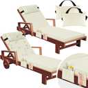 Tondiamo 2 Set Outdoor Chaise Lounge Cushions with Pillows and Storage, 72 x 21 x 3 Inch Outdoor Lounge Chair Seat Pads Outside Waterproof Chaise Cushion for Lawn Patio Furniture(Beige)