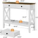 Lomojo Console Table,Sofa Table 13.8" D x 39.37" W x 31.5" HEntryway Table with 2 Drawers Storage Shelve Foyer Table for Entryway Farmhouse Hallway Tables (White), 39.4 Inches X 13.8 Inches X 31.5 Inches