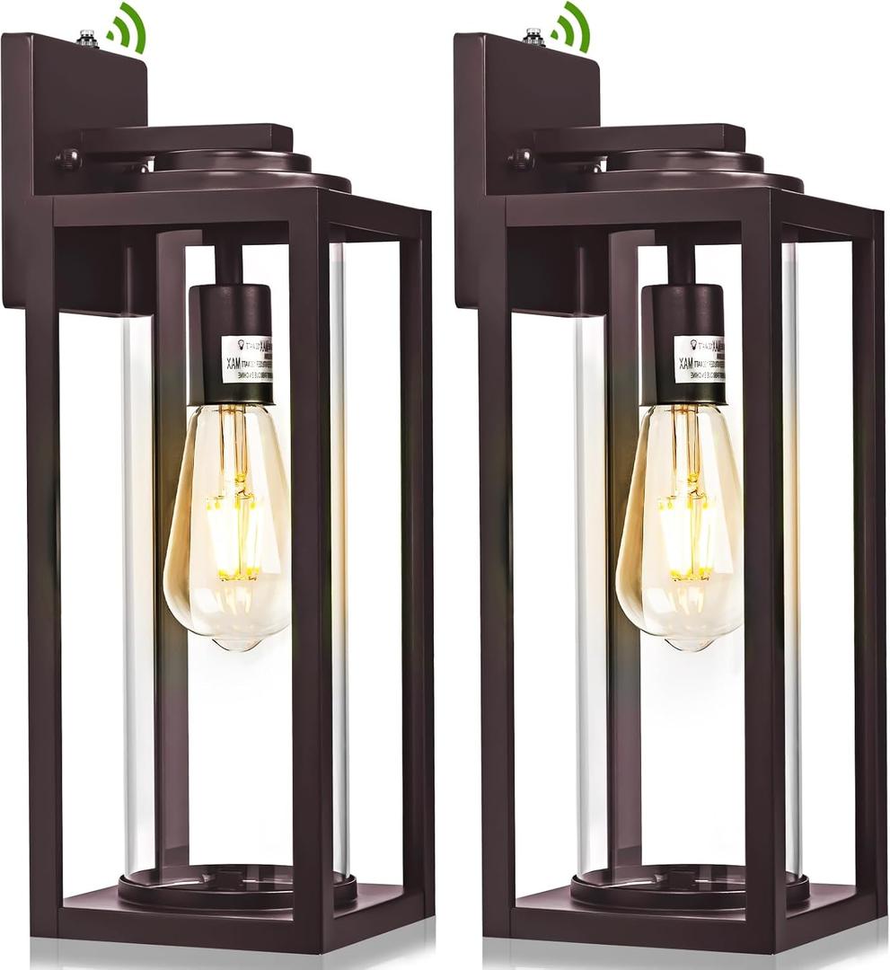 FILIYANO 20inch Dusk to Dawn Outdoor Wall Light Fixtures - 2 Packs Large Exterior Waterproof Outdoor Lighting, Modern Porch Sconces Wall Mounted Lighting, Industrial Outside Lantern for Front Door, Dusk to Dawn Sensor-20inch