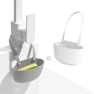 Sophie & Panda Silicone Sponge Holder for Kitchen Sink Bags Set of 2 - Easy to Use Soap Holder No Installation Needed Kitchen Sink Caddy - Organizer Set of 2 White and Grey