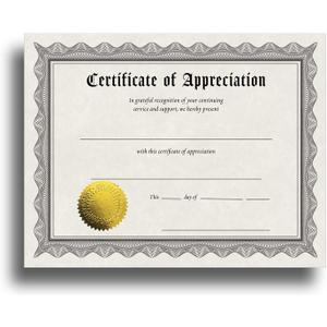 Certificate of Appreciation Certificate Paper with Embossed Gold Foil Seals - 30 Pack - Parchment Award Certificates for Students, Teachers, Employees - 8.5" x 11" Inkjet/Laser Printable