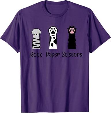 Introvert Cat Animal Rescue Pet Lover Gifts ROCK PAPER SCISSORS Hand Game Cute Paw Funny Cat Lover T-Shirt Purple, S
