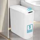 TIPGO 5 Gallon Motion Senor Bathroom Trash Can with Lid, Automatic Garbage Can Touchless, Smart Plastic Waste Basket for Narrow Spaces, Bathroom, Office, Bedroom, Living Room (White)