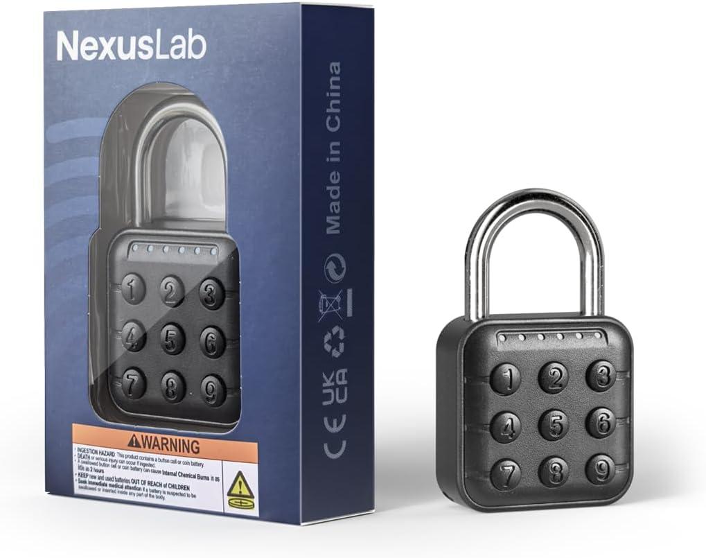 NexusLab Digital Padlock for Gym Locker & Outdoor Gate - IP67 Waterproof Electronic Combination Lock, Push Button Keypad, No App Needed. 6-Digit Smart Keyless Entry for School, Shed, Fence