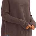 LILLUSORY Women's Oversized Turtleneck Sweaters Fall Batwing Sleeve Ribbed Tunic Sweater (X-Large, Nutmeg)