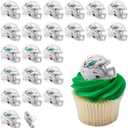 DecoPac NFL Miami Dolphins Helmet Rings, 24 Football Cupcake Decorations, Officially Licensed, Football Rings, Food Safe Cake Toppers  24 Pack