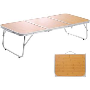 Moosinily Mini Small Camping Table 3FT Folding Picnic Table Foldable Low Camp Table Portable Short Aluminum Outdoor Short Floor Beach BBQ Yellow 35.215.7 inch