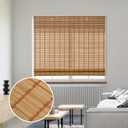 SMONTER Bamboo Roman Shades for Windows-Cordless Wooden Woven Blinds Light Filtering Bamboo Roll up Shades UV Protection and Easy Set up for Door and Countryhouse, 22" W x 64" H, Deer