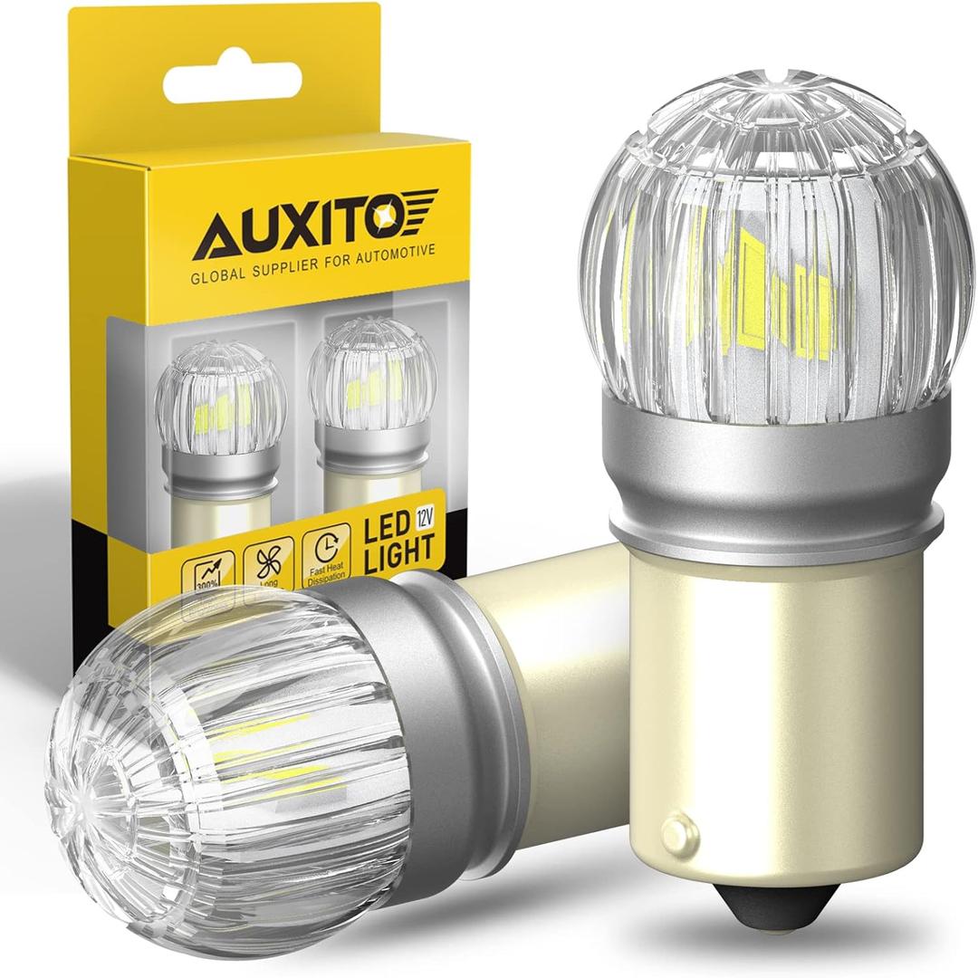 AUXITO 1156 LED Bulb White, 400% Brighter 1:1 Size, 7506 BA15S 1141 P21W 1003 LED Lights for Reverse Backup Light, DRL, Tail Brake Signal Lights, Parking Light, Side Marker Light, Pack of 2