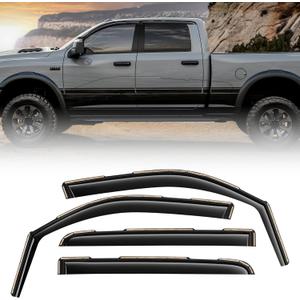 Window Visors Rain Guards for 2019-2024 2025 Dodge RAM 2500/3500 Crew Cab, in-Channel Window Deflectors, Aerodynamic Wind Noise Reduction & UV Protection (4 Pcs)