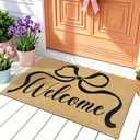 Welcome Mat for Front Door Bow Doormat Outside Entrance Black Bow Mat Outdoor Indoor Non Slip Backing Doormats Low Profile Coquette Entry Rug Floor Matt for Living Room Bedroom Home Decor 16.9"x29.9"