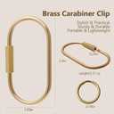Gold Carabiner Keychain,Brass Locking Carabiner Key Rings,Purse Bag Charm Clip,Charm Holder with Security Screw Lock