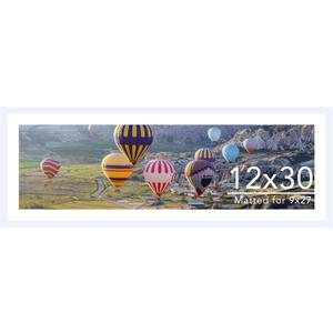 JCJMY 12x30 Picture Frame with 9x27 Mat, Display Photo 9x27 with Mat or 12 x 30 Without Mat, Wall Hanging Large 12 by 30 Poster Frame with Plexiglass, White