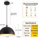 Vintage black and gold Pendant Light 13.7'' Retro Farmhouse Dome Pendant Lamp Modern Industrial Chandelier for Wire length 78.74'' Kitchen Island, Bedroom, Dining Room, Living Room, Hallway