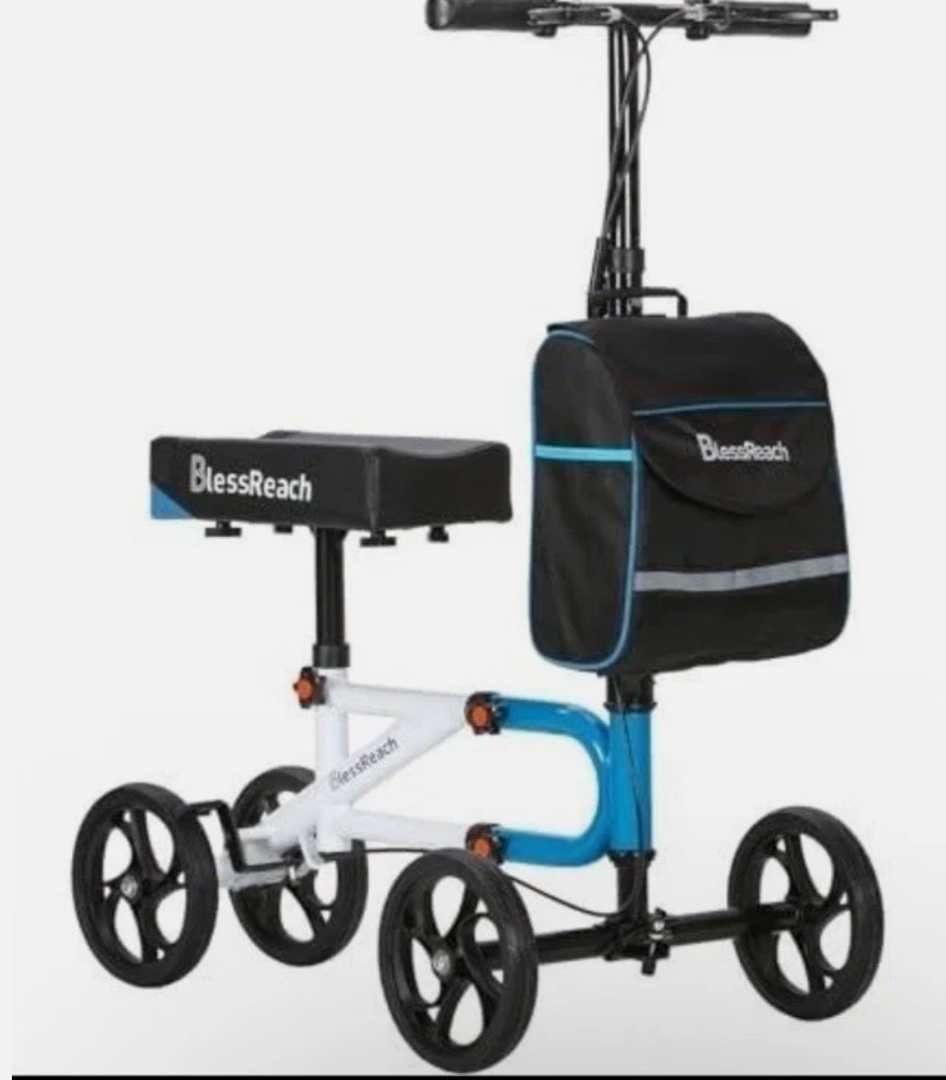 BlessReach Steerable Knee Scooter for Adults, Foldable w/Dual Brake, WB2111 Blue