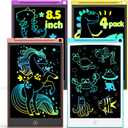 TECJOE LCD Writing Tablet Set, 8.5 Inch Colorful Doodle Board Drawing Tablet for Kids, Kids Travel Games Activity Learning Toys Birthday Gifts for 3-6 Year Old Boys Girls Toddlers Preschooler (Blue & Pink & Yellow & Purple)