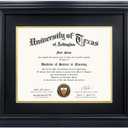 GMFrames 11"x14" Diploma Degree Frame with Mat or Display 15"x18" Certificates without Mat,Solid Wood,Black Finish with Intricate Black Rope Detail,UV Protection Acrylic