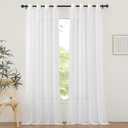NICETOWN Sheer Curtains 108 inches Length for Windows, Grommet Top Elegant Ivory Voile Textured Window Treatment for Sliding Glass Door/Bedroom/Living Room, W54 x L108, 1 Pair