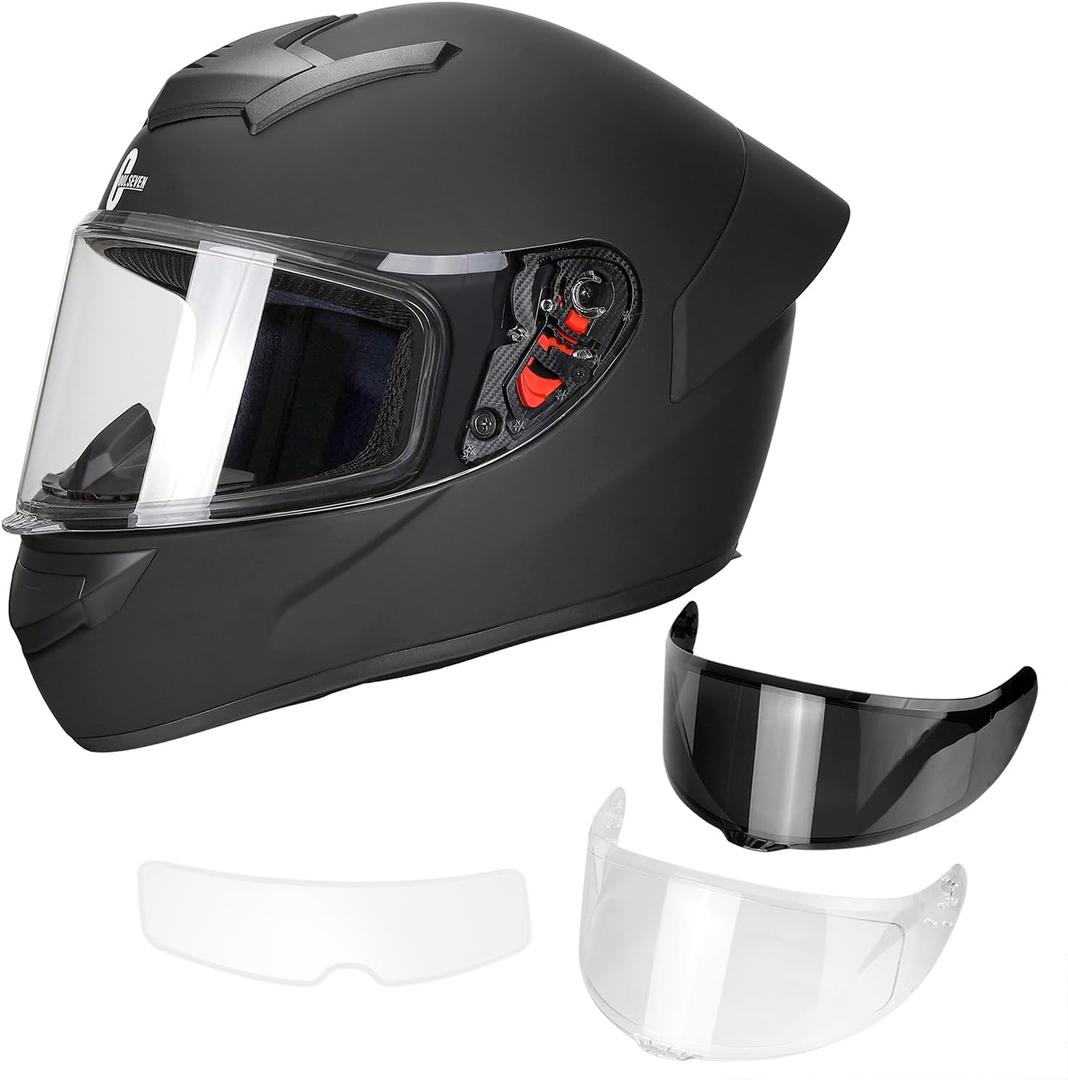 Full Face Motorcycle Helmet for Adults with DOT Approved, Lightweight Aerodynamic Street Bike Helmet for Men and Women, Three Layers Protection, XX-Large